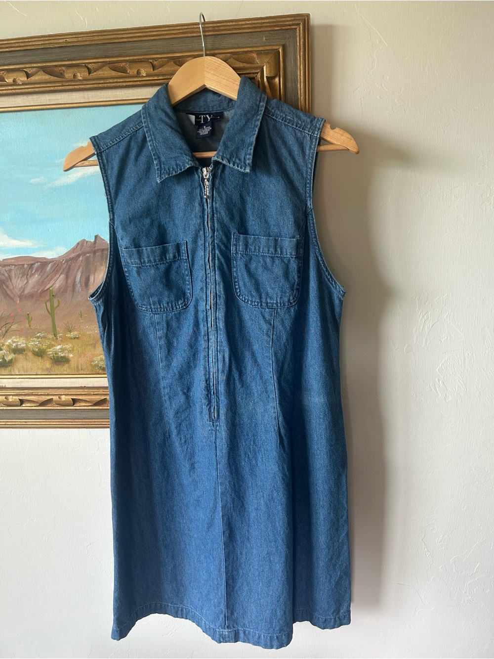 Ty Sleeveless Denim Mini Dress - Blue